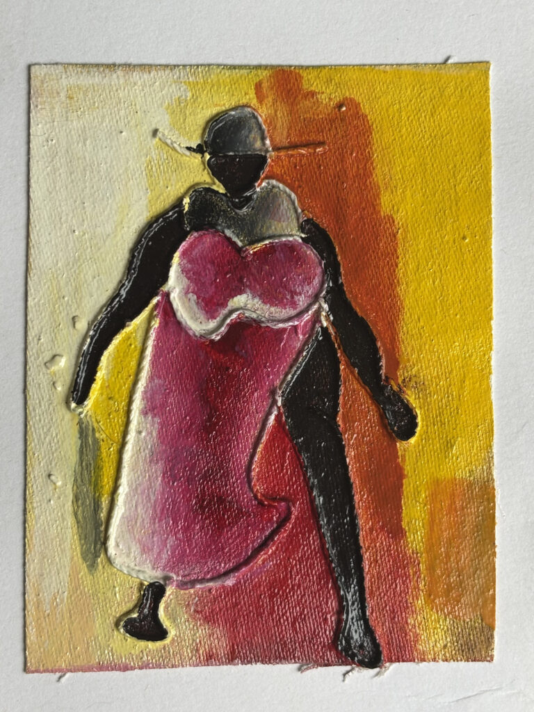 Peinture à l’huile artisanale – La Femme et le Balai (Kpalimé, Togo)